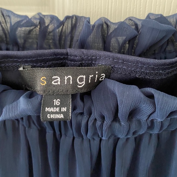 Sangria Navy Pleated MIDI Dress Size 16 - Picture 4 of 4